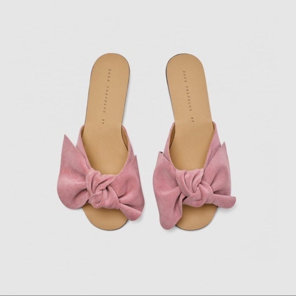 Zara pink Suede Bow Slide